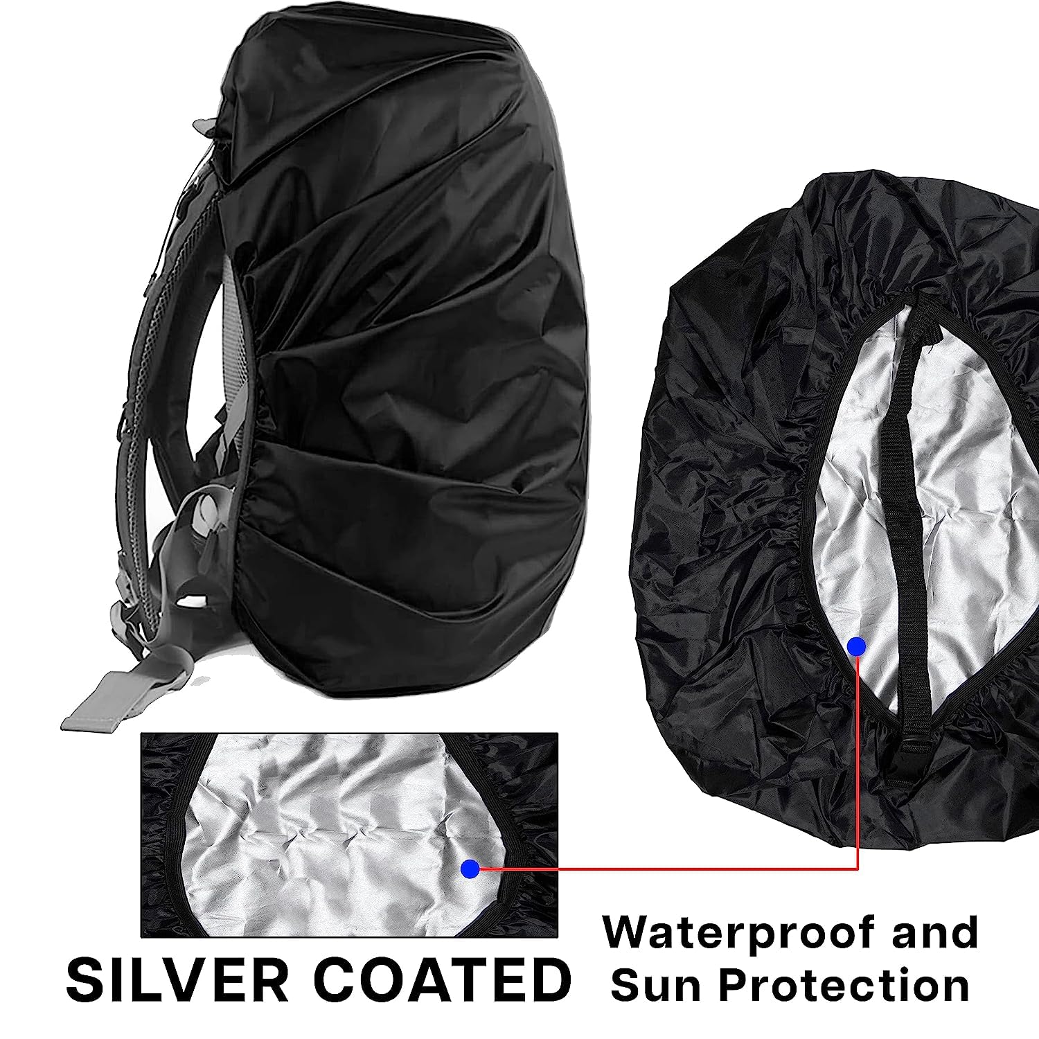 Waterproof Rucksack Covers with Reflectors Travel Accessories for Outdoor Bicycling Hiking Camping Traveling Pack Cover 30-60L Waterproof Rucksack Covers with Reflectors Travel Accessories for Outdoor Bicycling Hiking Camping Traveling Pack Cover 30-60L